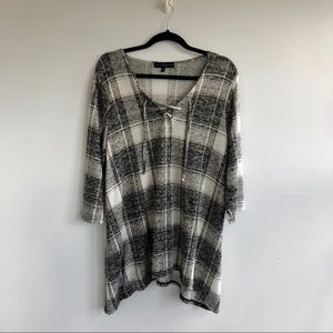 FRED DAVID Plaid Lace Up Front Top